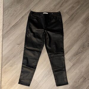 Black Faux Leather Ankle Skinny Jeans Pants Size 10